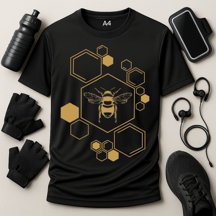 Honey Bee Hive Honeycomb Beekeeping Beekeeper Gift Cooling Performance Crew T-Shirt