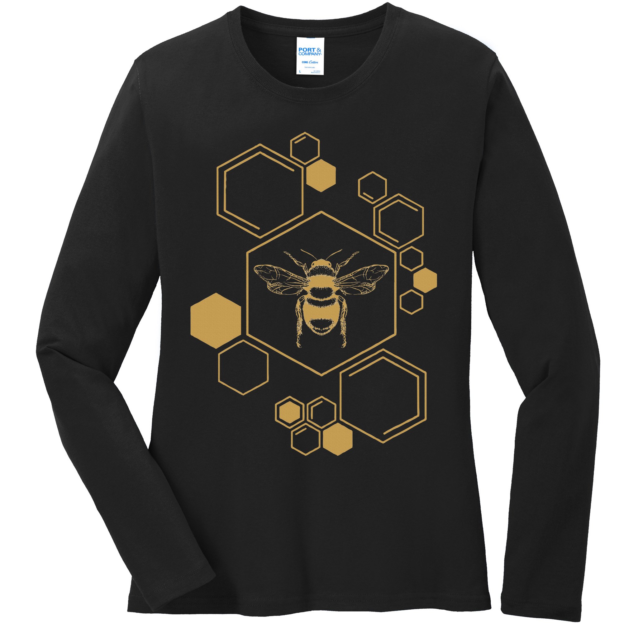 Honey Bee Hive Honeycomb Beekeeping Beekeeper Gift Ladies Long Sleeve Shirt