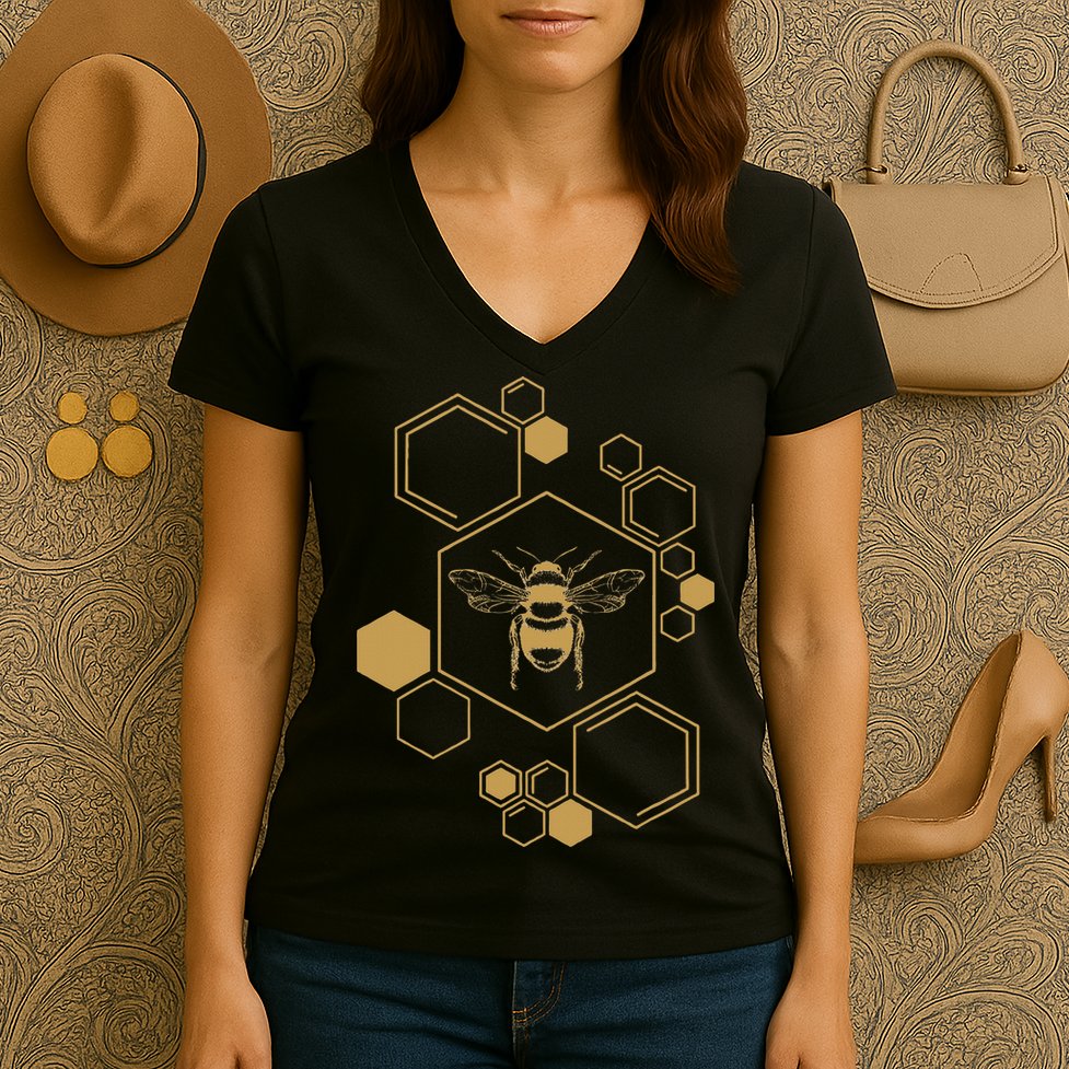 Honey Bee Hive Honeycomb Beekeeping Beekeeper Gift Women's V-Neck T-Shirt