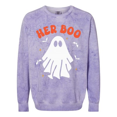 Her Boo & His Boo Funny Matching Halloween Pajama Couples Colorblast Crewneck Sweatshirt