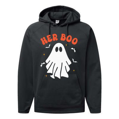 Her Boo & His Boo Funny Matching Halloween Pajama Couples Performance Fleece Hoodie