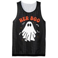 Her Boo & His Boo Funny Matching Halloween Pajama Couples Mesh Reversible Basketball Jersey Tank