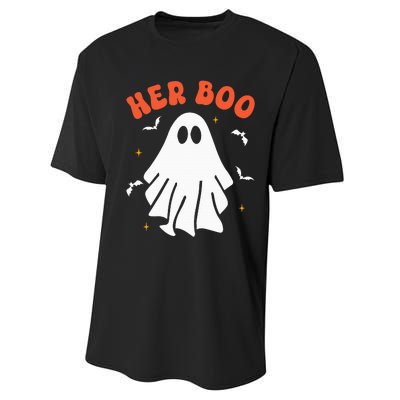 Her Boo & His Boo Funny Matching Halloween Pajama Couples Performance Sprint T-Shirt