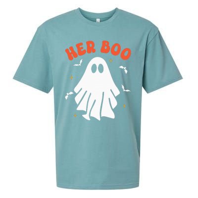 Her Boo & His Boo Funny Matching Halloween Pajama Couples Sueded Cloud Jersey T-Shirt