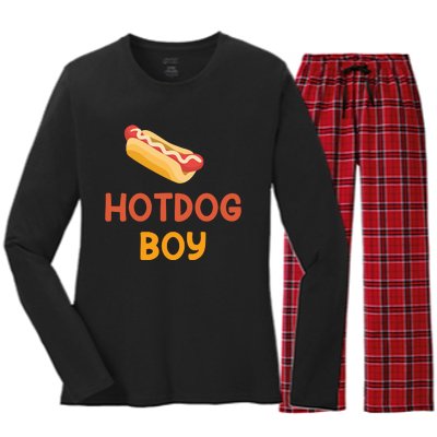 Hotdog Boy Hotdog Lover Gift Women's Long Sleeve Flannel Pajama Set 