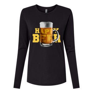 Happy Beer Womens Cotton Relaxed Long Sleeve T-Shirt