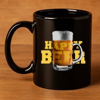 Happy Beer 11oz C Handle Ceramic Mug