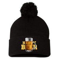 Happy Beer Pom Pom 12in Knit Beanie