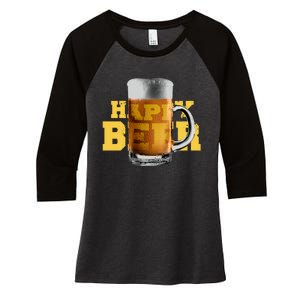 Happy Beer Women's Tri-Blend 3/4-Sleeve Raglan Shirt