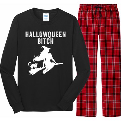 HallowQueen Bitch Halloween Costume Party Witch Spooky Bitch Funny Halloween Long Sleeve Pajama Set