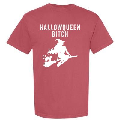 HallowQueen Bitch Halloween Costume Party Witch Spooky Bitch Funny Halloween Garment-Dyed Heavyweight T-Shirt