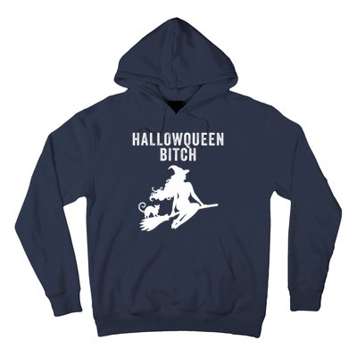 HallowQueen Bitch Halloween Costume Party Witch Spooky Bitch Funny Halloween Hoodie