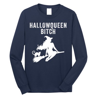 HallowQueen Bitch Halloween Costume Party Witch Spooky Bitch Funny Halloween Long Sleeve Shirt