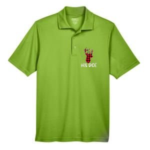 Her Buck His Doe Reindeer Xmas Matching Couples Christmas Gift Men's Origin Performance Pique Polo