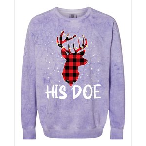 Her Buck His Doe Reindeer Xmas Matching Couples Christmas Gift Colorblast Crewneck Sweatshirt