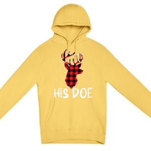 Her Buck His Doe Reindeer Xmas Matching Couples Christmas Gift Premium Pullover Hoodie