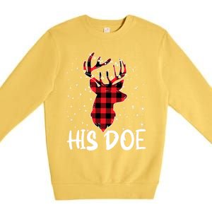 Her Buck His Doe Reindeer Xmas Matching Couples Christmas Gift Premium Crewneck Sweatshirt