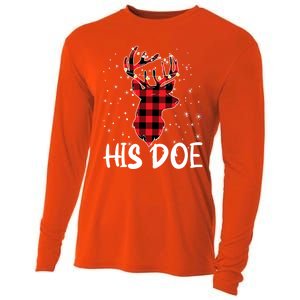 Her Buck His Doe Reindeer Xmas Matching Couples Christmas Gift Cooling Performance Long Sleeve Crew