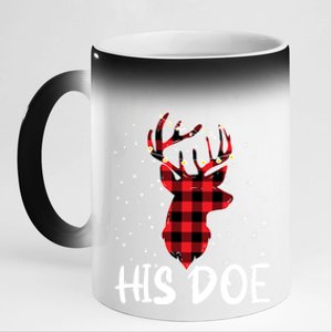 Her Buck His Doe Reindeer Xmas Matching Couples Christmas Gift 11oz Black Color Changing Mug