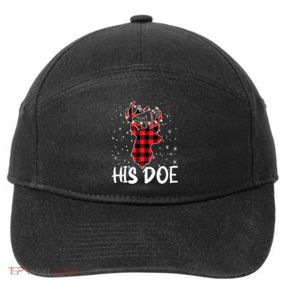 Her Buck His Doe Reindeer Xmas Matching Couples Christmas Gift 7-Panel Snapback Hat