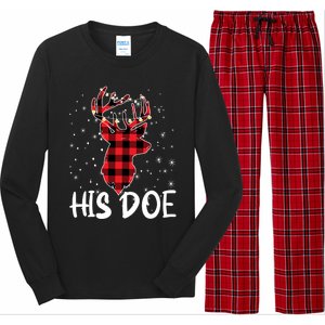 Her Buck His Doe Reindeer Xmas Matching Couples Christmas Gift Long Sleeve Pajama Set