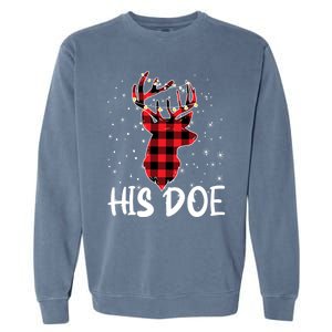 Her Buck His Doe Reindeer Xmas Matching Couples Christmas Gift Garment-Dyed Sweatshirt