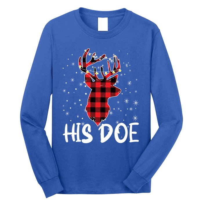 Her Buck His Doe Reindeer Xmas Matching Couples Christmas Gift Long Sleeve Shirt