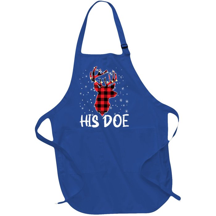 Her Buck His Doe Reindeer Xmas Matching Couples Christmas Gift Full-Length Apron With Pockets