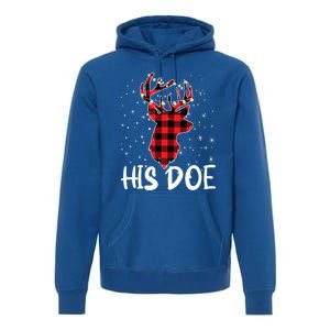 Her Buck His Doe Reindeer Xmas Matching Couples Christmas Gift Premium Hoodie