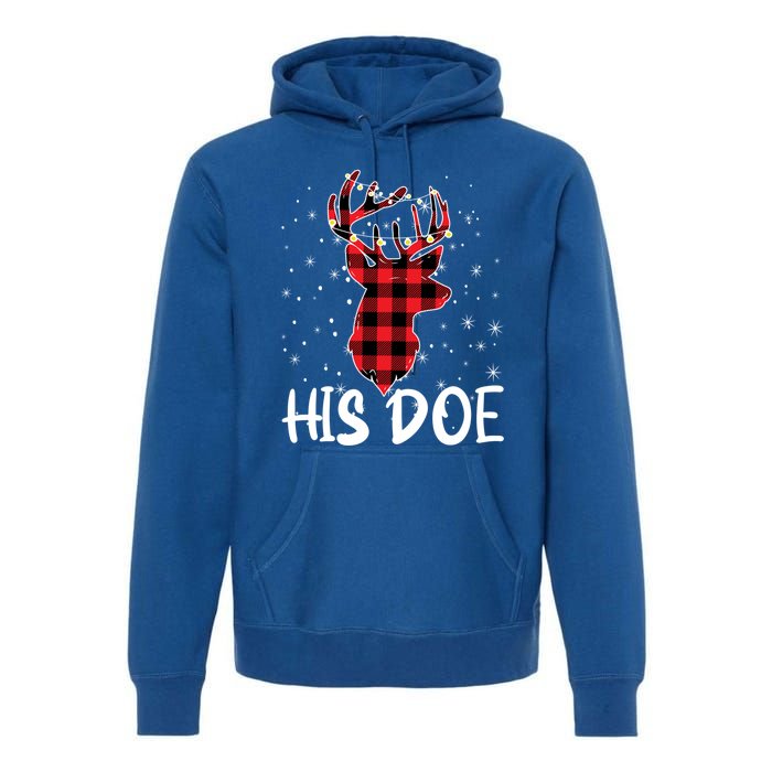 Her Buck His Doe Reindeer Xmas Matching Couples Christmas Gift Premium Hoodie