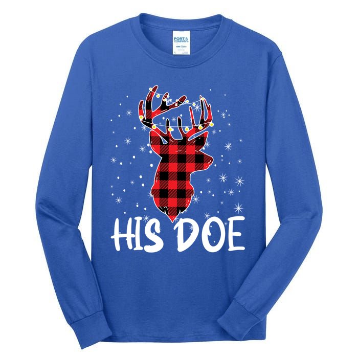 Her Buck His Doe Reindeer Xmas Matching Couples Christmas Gift Tall Long Sleeve T-Shirt