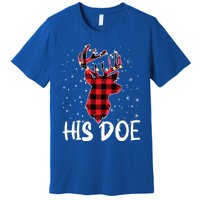 Her Buck His Doe Reindeer Xmas Matching Couples Christmas Gift Premium T-Shirt