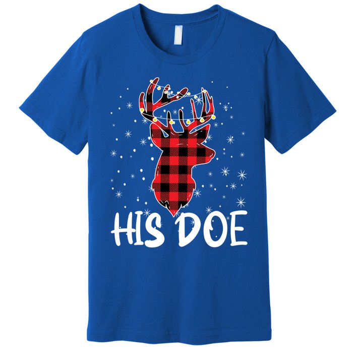 Her Buck His Doe Reindeer Xmas Matching Couples Christmas Gift Premium T-Shirt