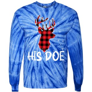 Her Buck His Doe Reindeer Xmas Matching Couples Christmas Gift Tie-Dye Long Sleeve Shirt