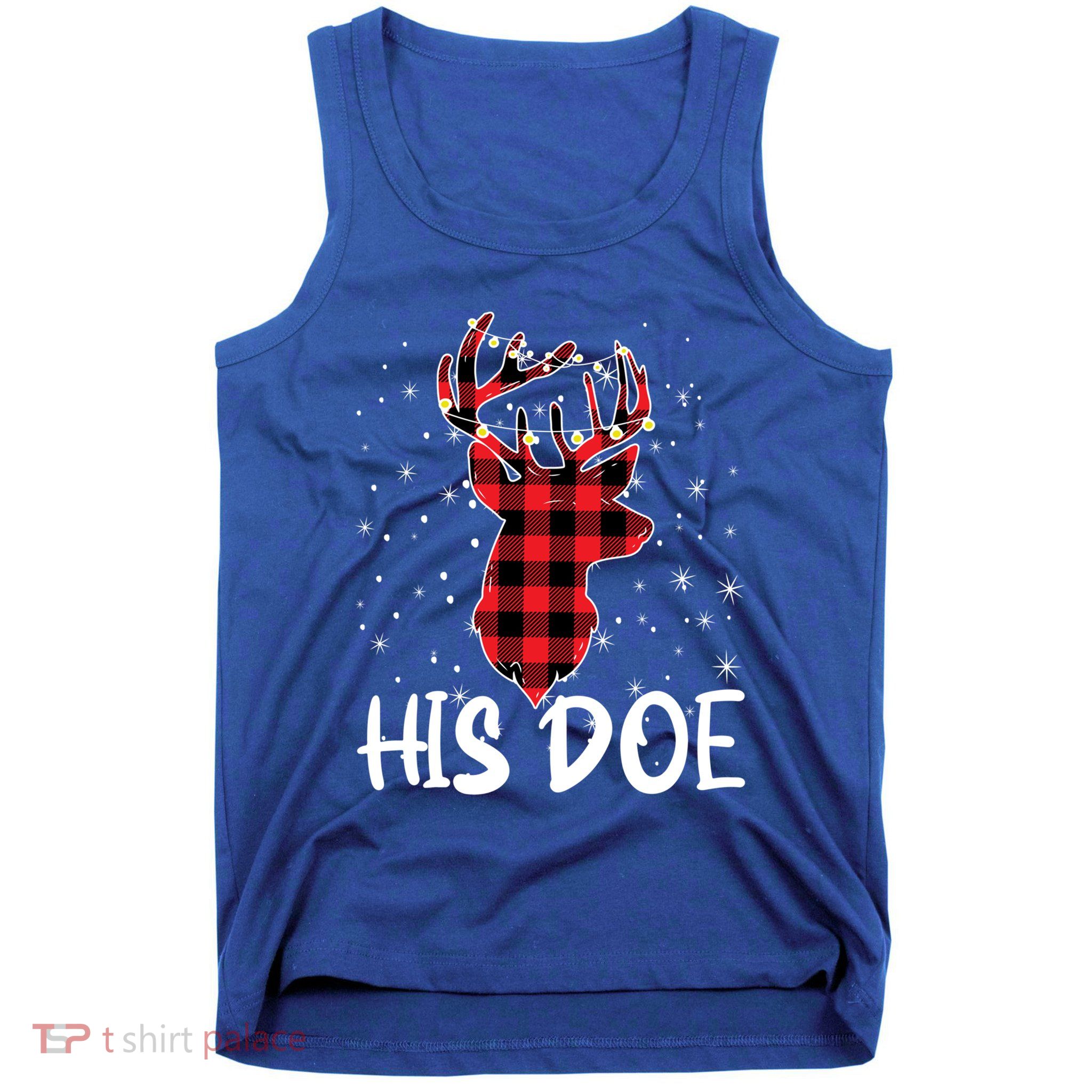 Her Buck His Doe Reindeer Xmas Matching Couples Christmas Gift Tank Top