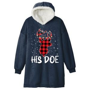 Her Buck His Doe Reindeer Xmas Matching Couples Christmas Gift Hooded Wearable Blanket