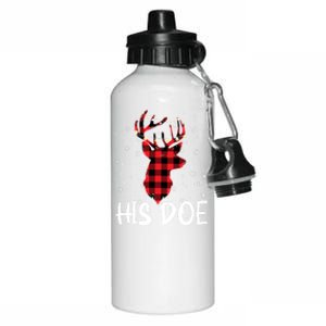 Her Buck His Doe Reindeer Xmas Matching Couples Christmas Gift Aluminum Water Bottle