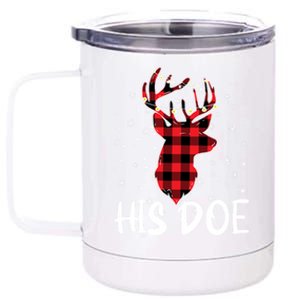 Her Buck His Doe Reindeer Xmas Matching Couples Christmas Gift 12 oz Stainless Steel Tumbler Cup