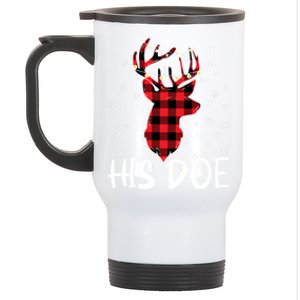 Her Buck His Doe Reindeer Xmas Matching Couples Christmas Gift Stainless Steel Travel Mug