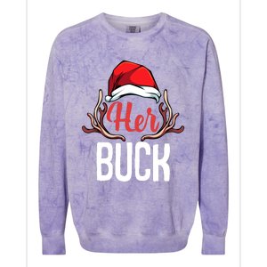 Her Buck His Doe Couples Matching Merry Christmas Colorblast Crewneck Sweatshirt