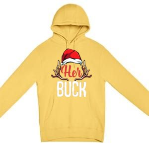 Her Buck His Doe Couples Matching Merry Christmas Premium Pullover Hoodie