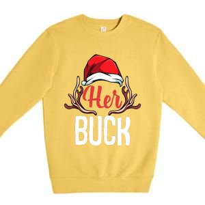 Her Buck His Doe Couples Matching Merry Christmas Premium Crewneck Sweatshirt