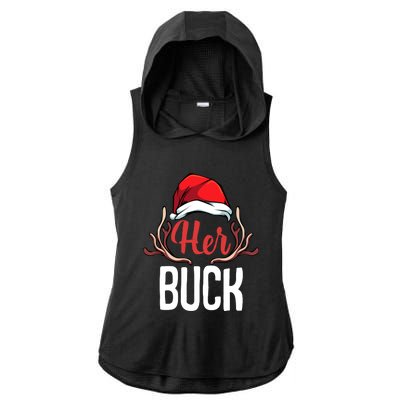 Her Buck His Doe Couples Matching Merry Christmas Ladies PosiCharge Tri-Blend Wicking Draft Hoodie Tank