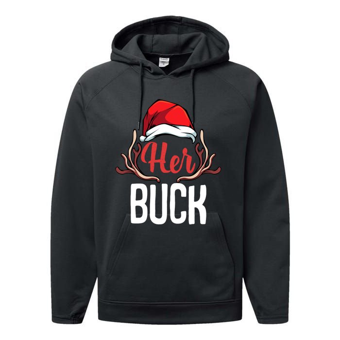 Her Buck His Doe Couples Matching Merry Christmas Performance Fleece Hoodie