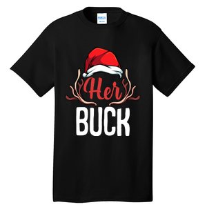 Her Buck His Doe Couples Matching Merry Christmas Tall T-Shirt