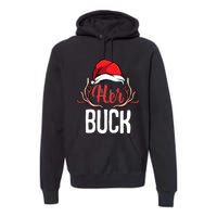 Her Buck His Doe Couples Matching Merry Christmas Premium Hoodie