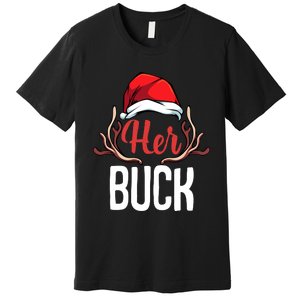 Her Buck His Doe Couples Matching Merry Christmas Premium T-Shirt