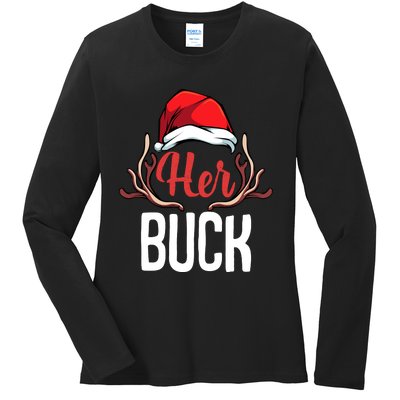 Her Buck His Doe Couples Matching Merry Christmas Ladies Long Sleeve Shirt