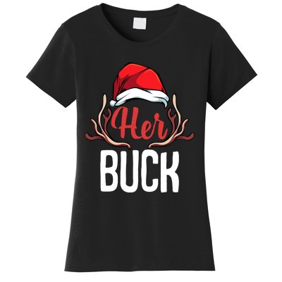 Her Buck His Doe Couples Matching Merry Christmas Women's T-Shirt