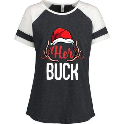 Her Buck His Doe Couples Matching Merry Christmas Enza Ladies Jersey Colorblock Tee